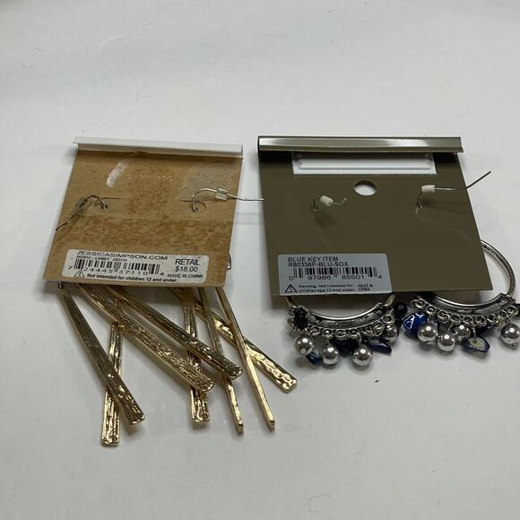 earrings jewelry Two pair new on card silver gold Jessica Simpson Ruby Rd dangle - Picture 2 of 7